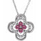 Platinum Natural Pink Tourmaline & .08 CTW Natural Diamond Clover 18