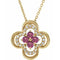 14K Yellow Natural Pink Tourmaline & .08 CTW Natural Diamond Clover 18