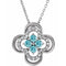 14K White Natural Blue Zircon & .08 CTW Natural Diamond Clover 18