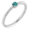 14K White 3 mm Natural Alexandrite Solitaire Rope Ring