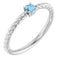 Platinum 3 mm Natural Aquamarine Solitaire Rope Ring