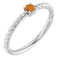 Sterling Silver 3 mm Natural Citrine Solitaire Rope Ring
