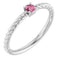 14K White 3 mm Natural Pink Tourmaline Solitaire Rope Ring