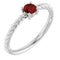 Sterling Silver 4 mm Natural Mozambique Garnet Solitaire Rope Ring
