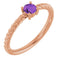 14K Rose 4 mm Natural Amethyst Solitaire Rope Ring