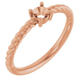 14K Rose 4 mm Round Solitaire Rope Ring Mounting