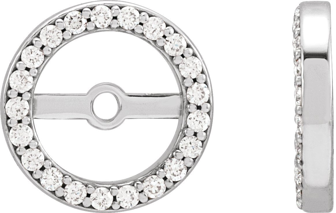 14K White Gold 1/10 CTW Natural Diamond Earring Jackets with 6.1 mm ID