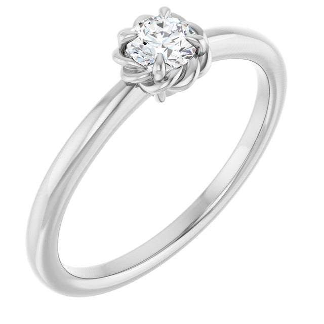 Platinum Natural White Sapphire Solitaire Rope Ring