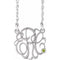 14K White 30 mm 3-Initials Imitation Peridot Script Monogram 18