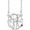 10K White 30 mm 3-Initials Imitation Amethyst Script Monogram 18