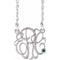 10K White 30 mm 3-Initials Imitation Alexandrite Script Monogram 18