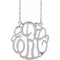 Rhodium-Plated Sterling Silver 20 mm 3-Initials Imitation Blue Zircon Script Monogram 18