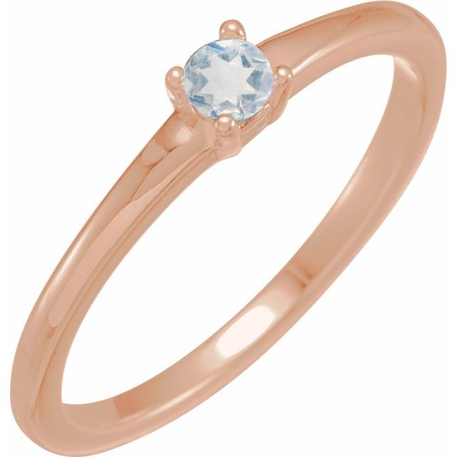 14K Rose Natural Blue Sheen Moonstone Ring