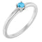 14K White Natural Swiss Blue Topaz Ring