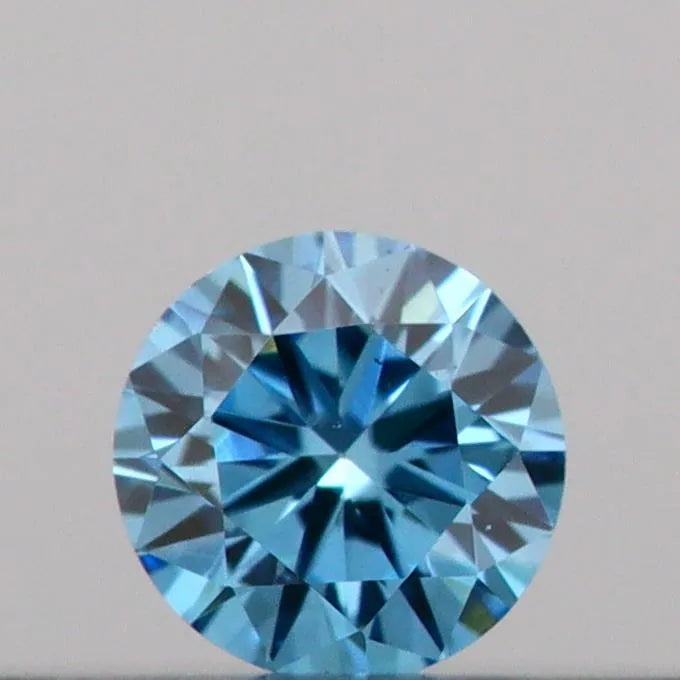 0.08ct Round Lab Grown Diamond (Colour Fancy Vivid Blue, Clarity VS2, Cut VG, IGI Certified)