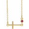 14K Yellow Natural Pink Tourmaline Sideways Cross 16-18