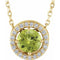14K Yellow Natural Peridot & .05 CTW Natural Diamond Halo-Style 16