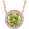 14K Rose Natural Peridot & .05 CTW Natural Diamond Halo-Style 16