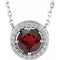 14K White Natural Mozambique Garnet & .05 CTW Natural Diamond Halo-Style 16