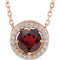 14K Rose Natural Mozambique Garnet & .05 CTW Natural Diamond Halo-Style 16