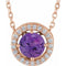 14K Rose Natural Amethyst & .05 CTW Natural Diamond Halo-Style 16