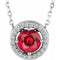 Platinum Lab-Grown Ruby & .05 CTW Natural Diamond Halo-Style 16
