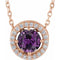 14K Rose Lab-Grown Alexandrite & .05 CTW Natural Diamond Halo-Style 16