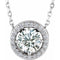 Platinum Natural White Sapphire & .05 CTW Natural Diamond Halo-Style 16