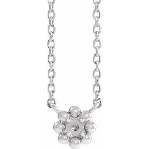 14K White 2 mm Round Beaded Youth 16" Necklace Mounting