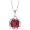 14K White Lab-Grown Ruby & .04 CTW Natural Diamond 18