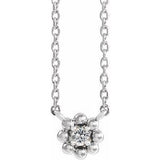14K White Natural White Sapphire Beaded Youth 16" Necklace