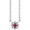 Sterling Silver Lab-Grown Ruby Beaded Youth 16
