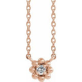 14K Rose .03 CTW Natural Diamond Beaded Youth 16" Necklace
