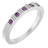14K White Natural Alexandrite Stackable Ring