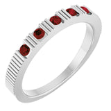 14K White Natural Mozambique Garnet Stackable Ring