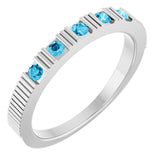 Platinum Natural Aquamarine Stackable Ring