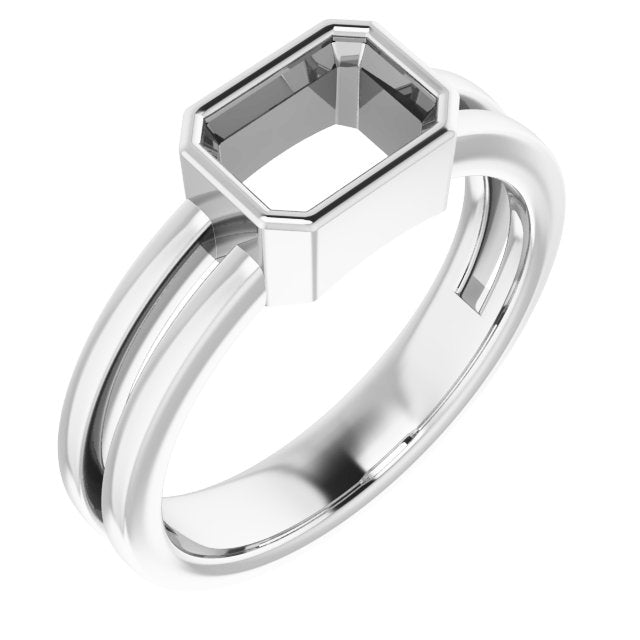 10K White 7x5 mm Emerald Ring Mounting