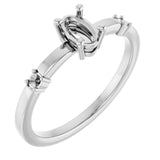 Sterling Silver 6x4 mm Oval Accented Ring Mounting