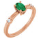 14K Rose Lab-Grown Emerald & .05 CTW Natural Diamond Ring