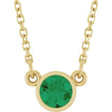 14K Yellow Natural Emerald Solitaire 16" Necklace