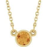 14K Yellow Natural Citrine Solitaire 16" Necklace