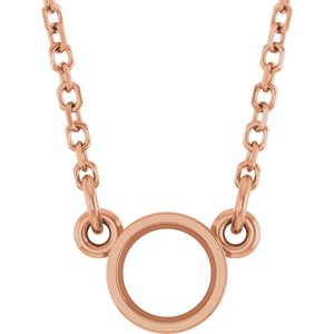 14K Rose 4.1 mm Round Bezel-Set Solitaire 18" Necklace Mounting