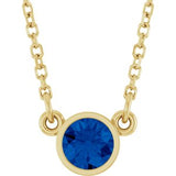 14K Yellow Natural Blue Sapphire Solitaire 16" Necklace