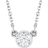 Rhodium-Plated Sterling Silver Imitation Diamond Solitaire 16" Necklace