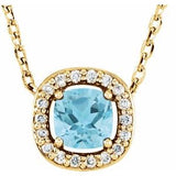 14K Yellow Natural Sky Blue Topaz & .04 CTW Natural Diamond 16" Necklace