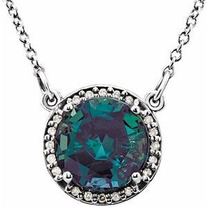 14K White 8 mm Lab-Grown Alexandrite & .05 CTW Natural Diamond 16" Necklace