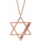 14K Rose Gold-Plated Sterling Silver Personalized Imitation Mozambique Garnet Star of David 18" Necklace