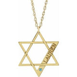14K Yellow Gold-Plated Sterling Silver Personalized Imitation Zircon Star of David 18" Necklace