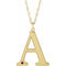 14K Yellow Engravable Imitation Mozambique Garnet Initial A 18