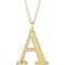 14K Yellow Gold-Plated Sterling Silver Engravable Imitation Aquamarine Initial A 18